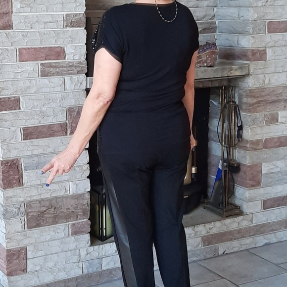 Jones New York| Stretch| Faux Leather Stripe| ⚫ - Picture 3 of 9